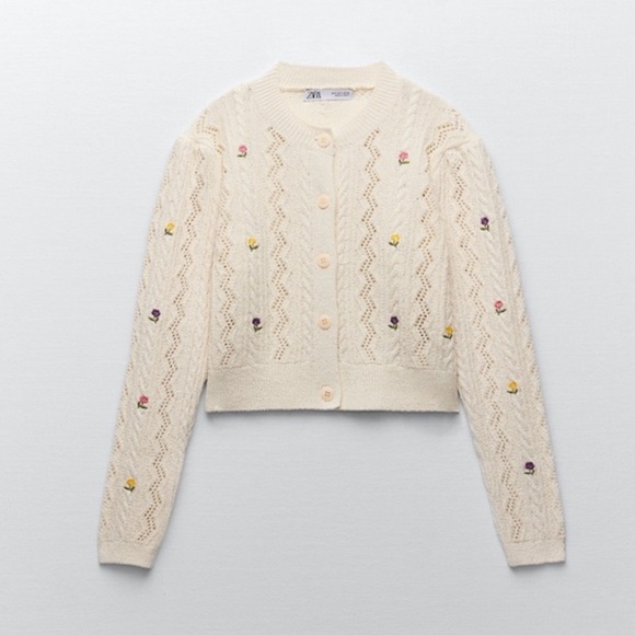 Zara Sweaters - NWOT Zara Floral Embroidery Cardigan/Sweater